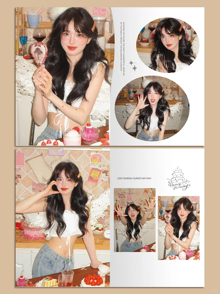 把生日写真做成相册，每页都是奶油味的甜✨