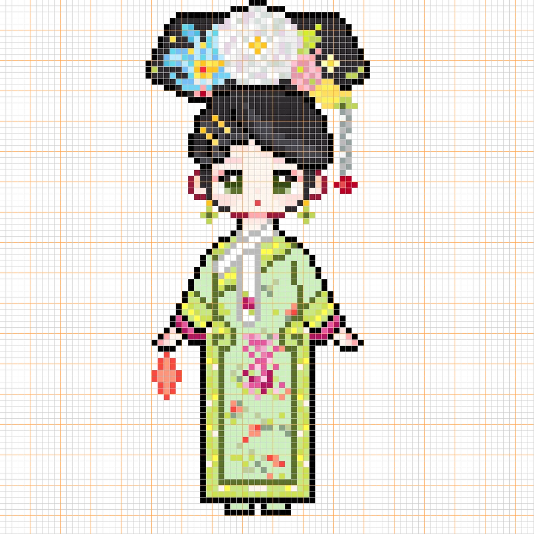 像素拼豆图纸 | 甄嬛传拼豆💚四季妹夏冬春