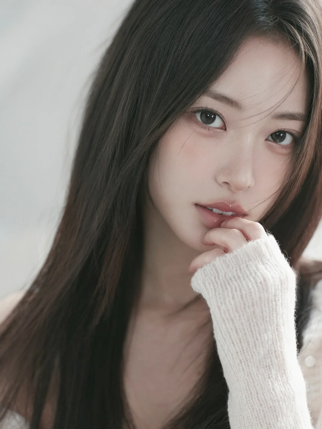 🌸 温柔纯欲风写真｜长发+白毛衣=氛围感