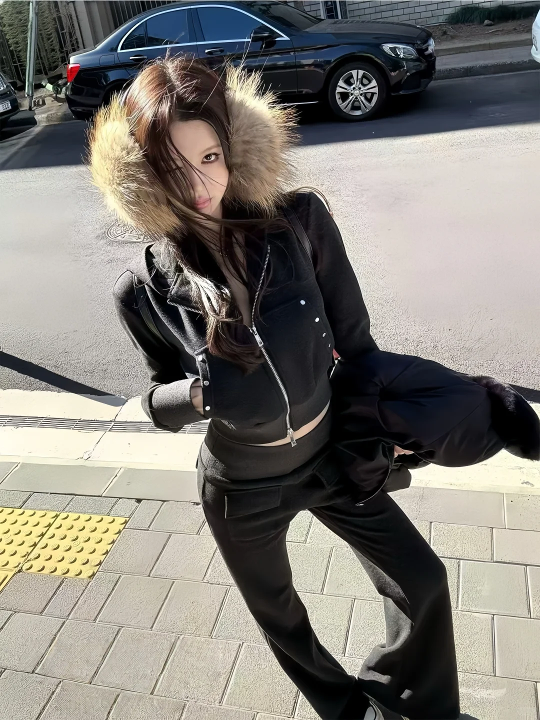 冬天这样穿，韩系辣妹本人！