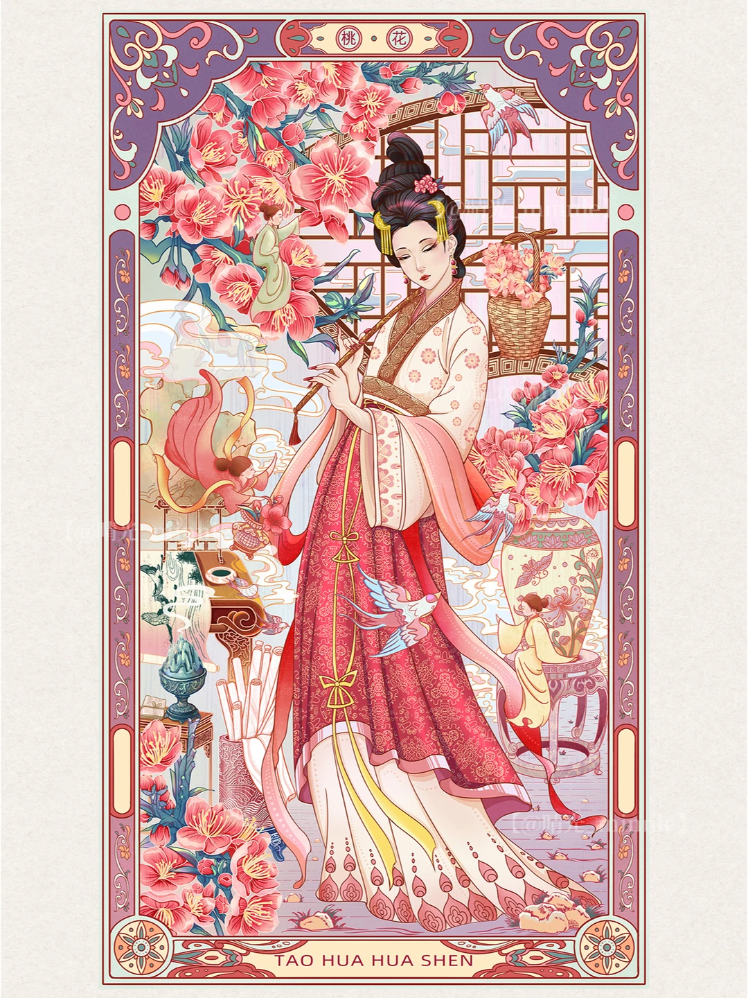 【国潮】| 花神系列插画之桃花花神