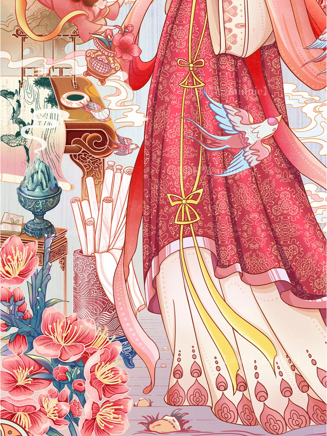 【国潮】| 花神系列插画之桃花花神