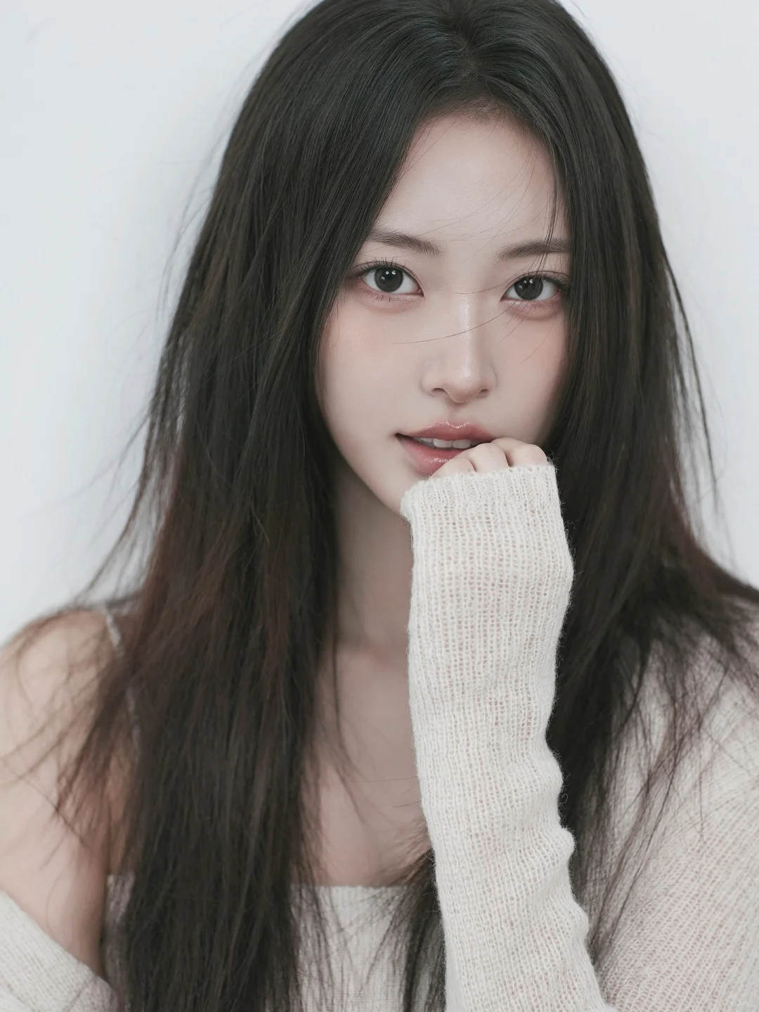 🌸 温柔纯欲风写真｜长发+白毛衣=氛围感