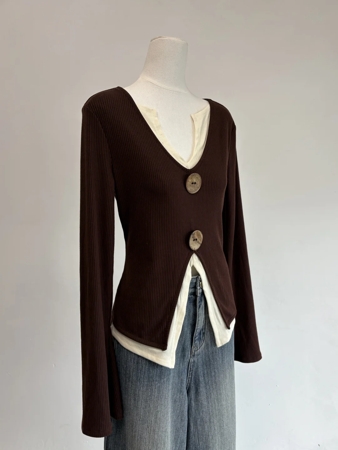 捡漏！门店在售 设计感辣妹风双层针织衫新款