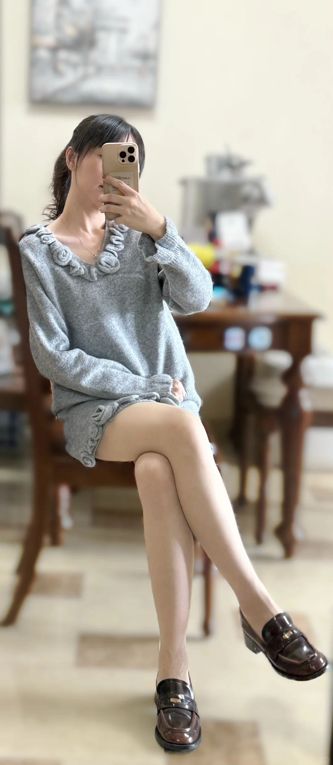 肉丝穿搭 | 花花针织和肉丝都很温柔～