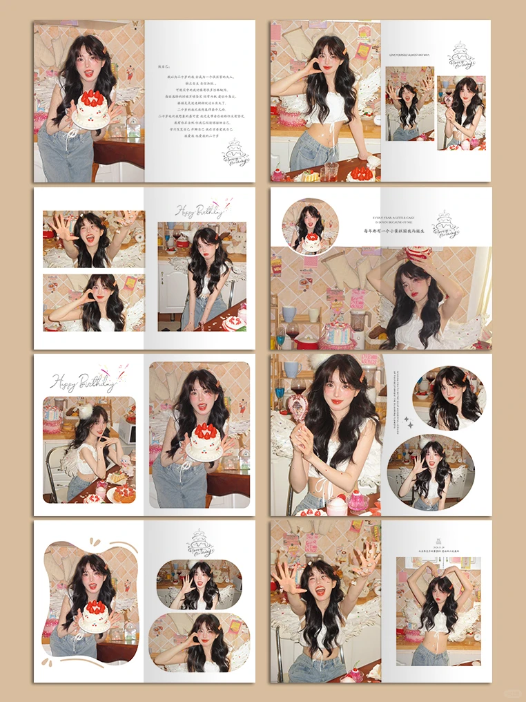 把生日写真做成相册，每页都是奶油味的甜✨