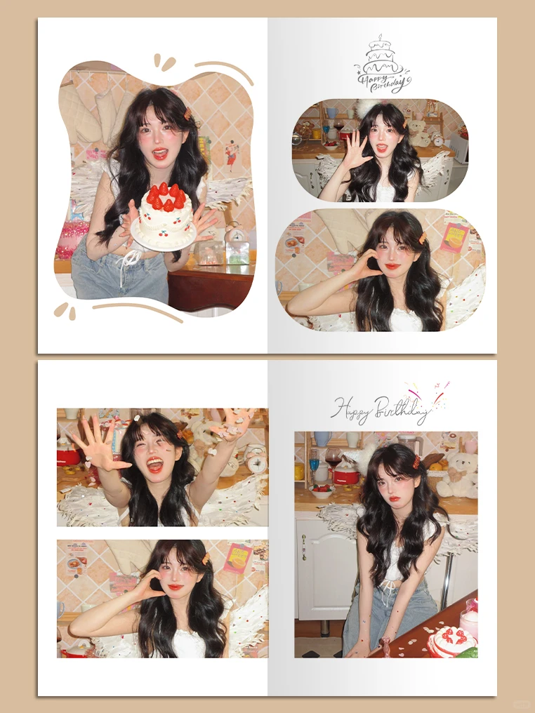 把生日写真做成相册，每页都是奶油味的甜✨