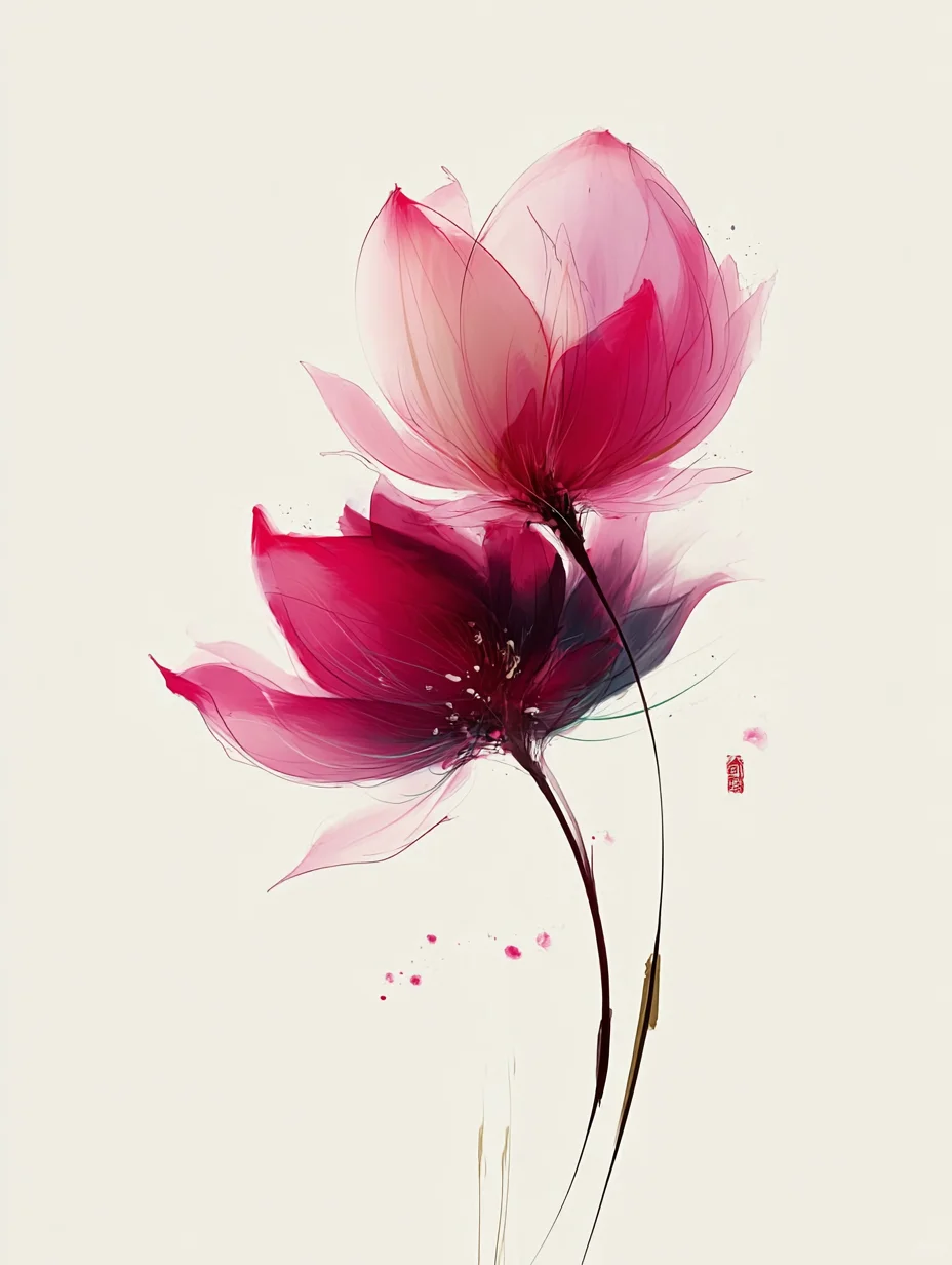 数字油画莲花~~AICG~mj提示词咒语分享