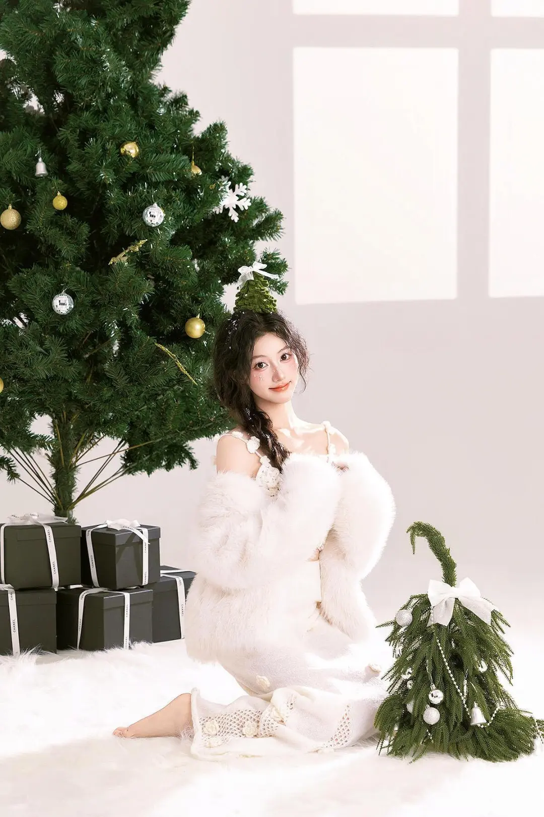 韩系白色圣诞写真🎄冬日糯叽叽的圣诞少女