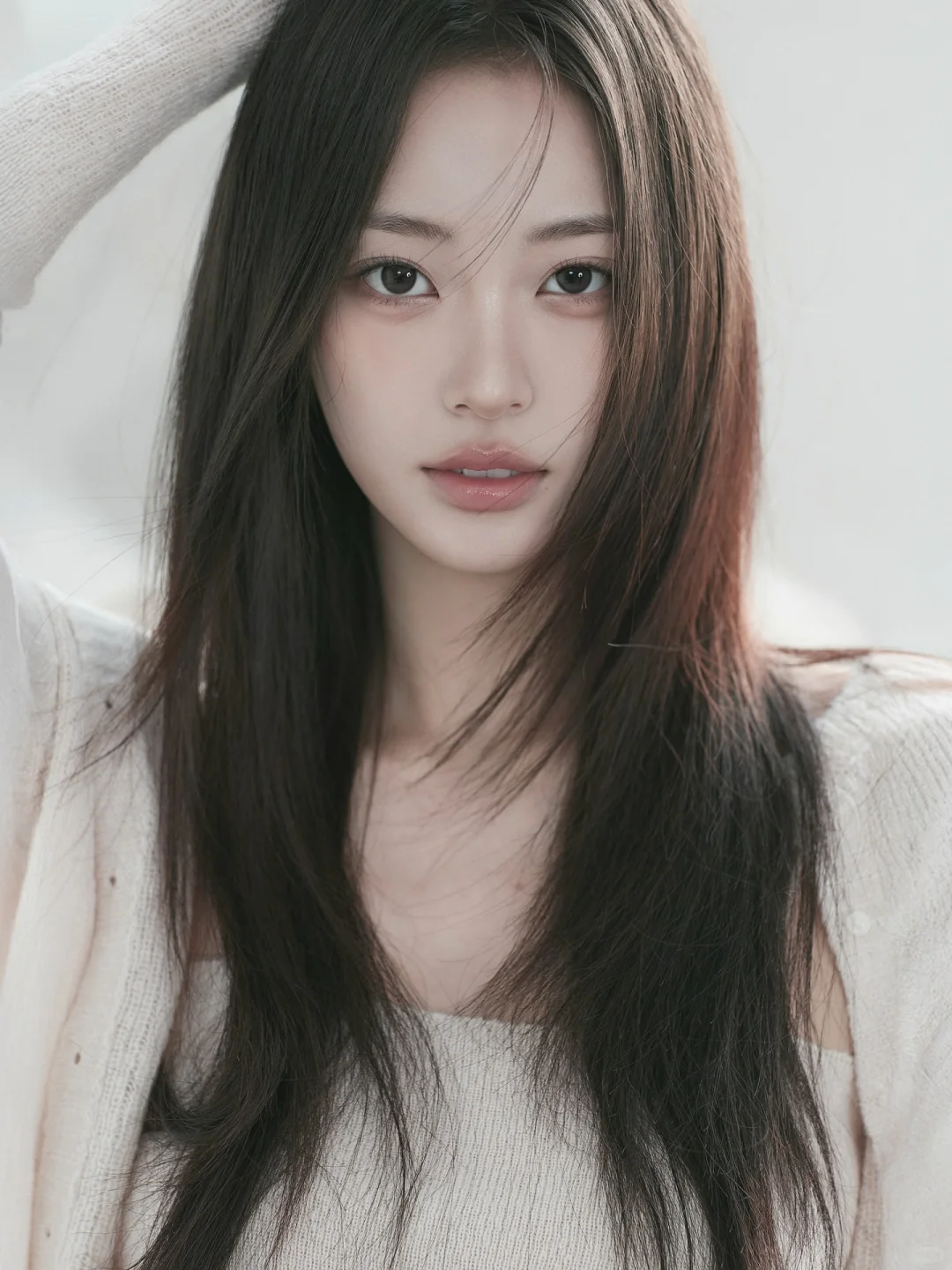 🌸 温柔纯欲风写真｜长发+白毛衣=氛围感