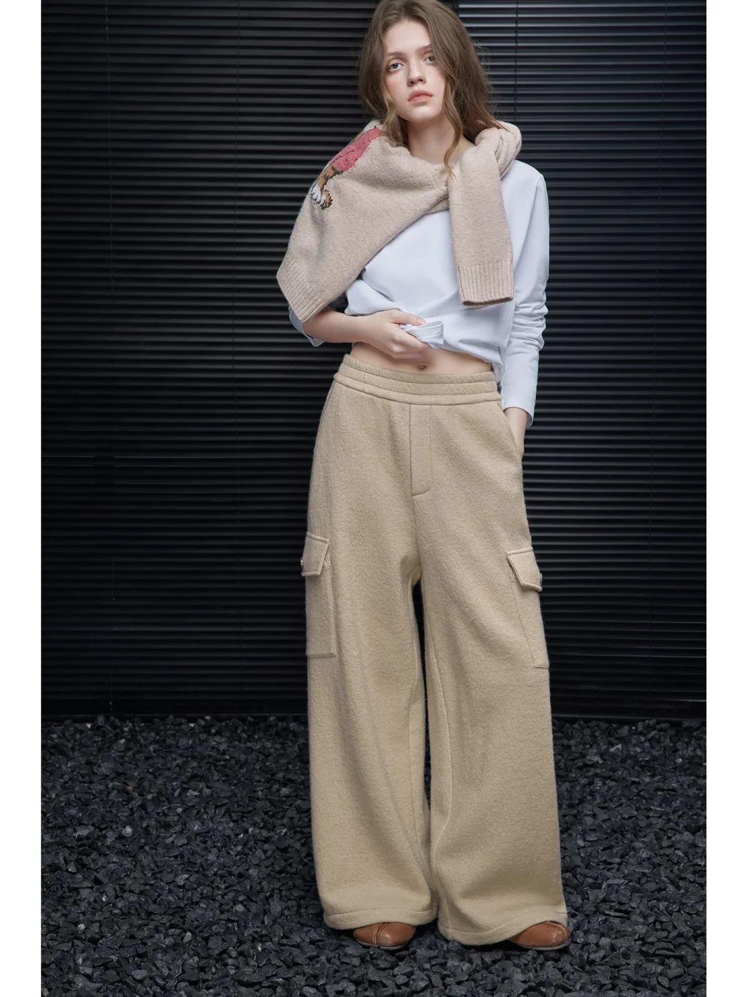 羊毛毛呢阔腿裤女