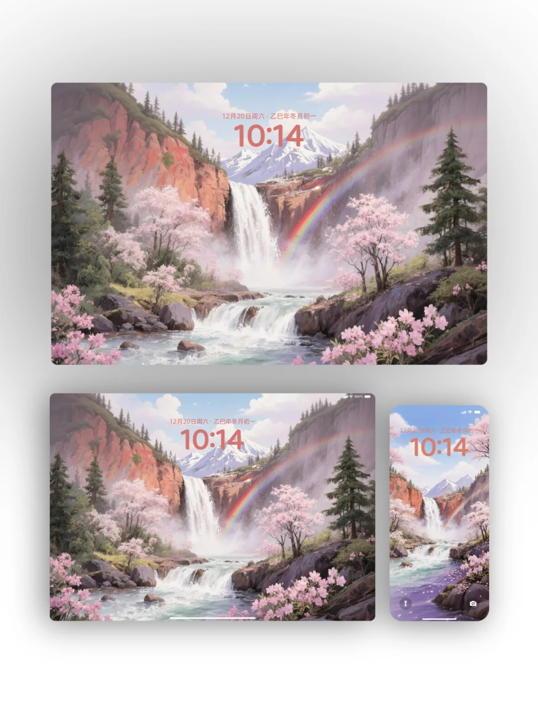 G0062壁纸｜“粉色瀑布”治愈系壁纸，太治愈了