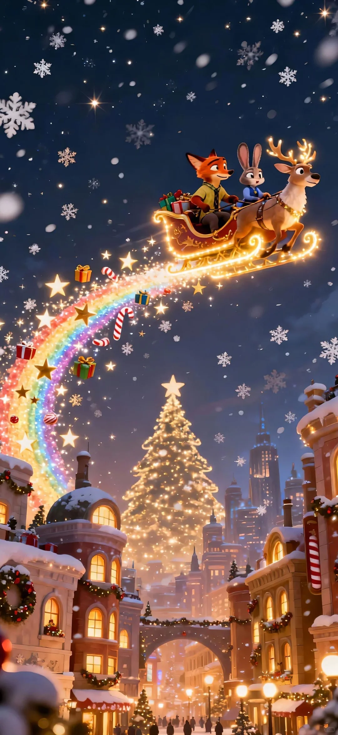 iOS26·疯狂动物城圣诞壁纸·好美！