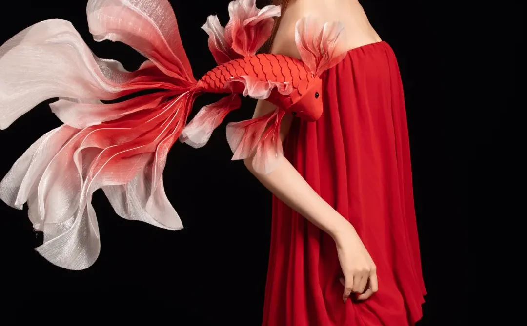 最近都爱拍红色 锦鲤写真