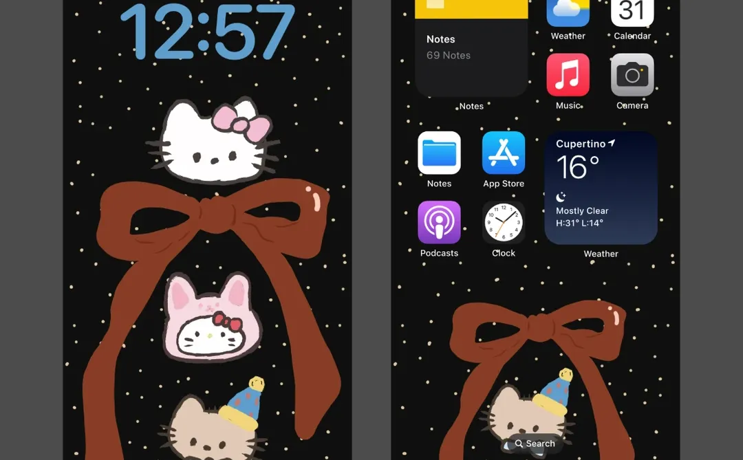 蝴蝶结手机壁纸|哈喽Kitty 0196