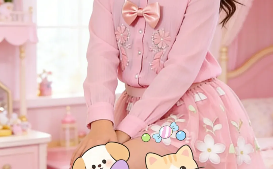 粉色控可爱美少女时装秀 娃娃领花边 粉系裙