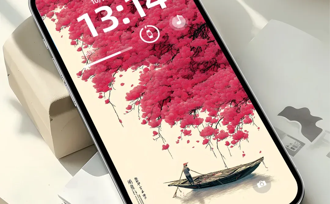 唯美秋日红叶小船壁纸太美啦！120