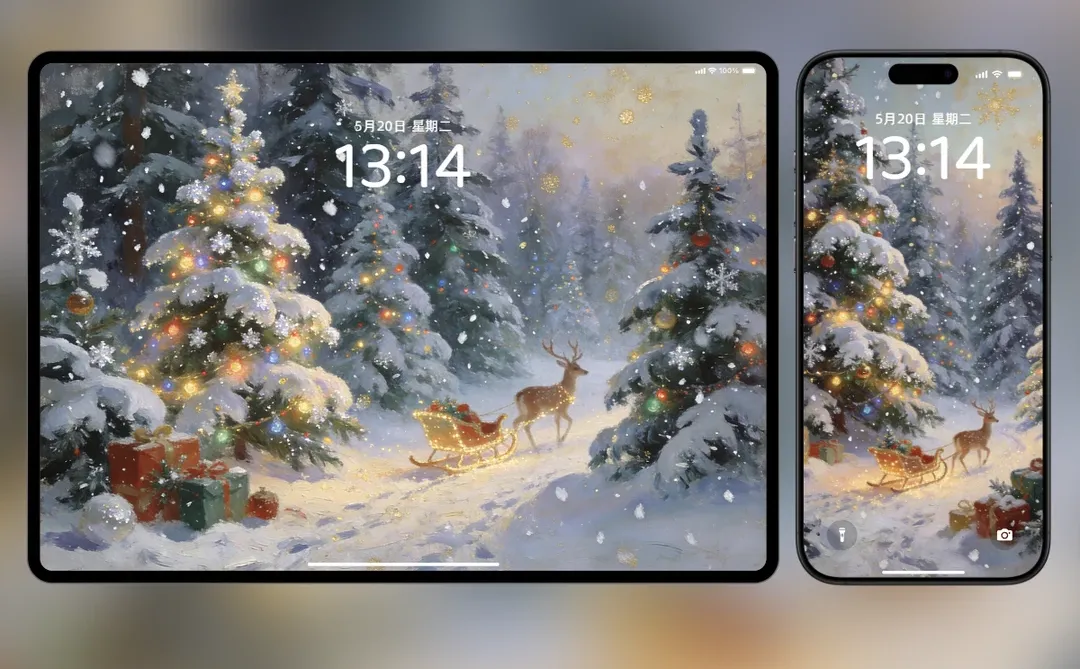 鹿在雪地的童话里✨圣诞壁纸来啦！