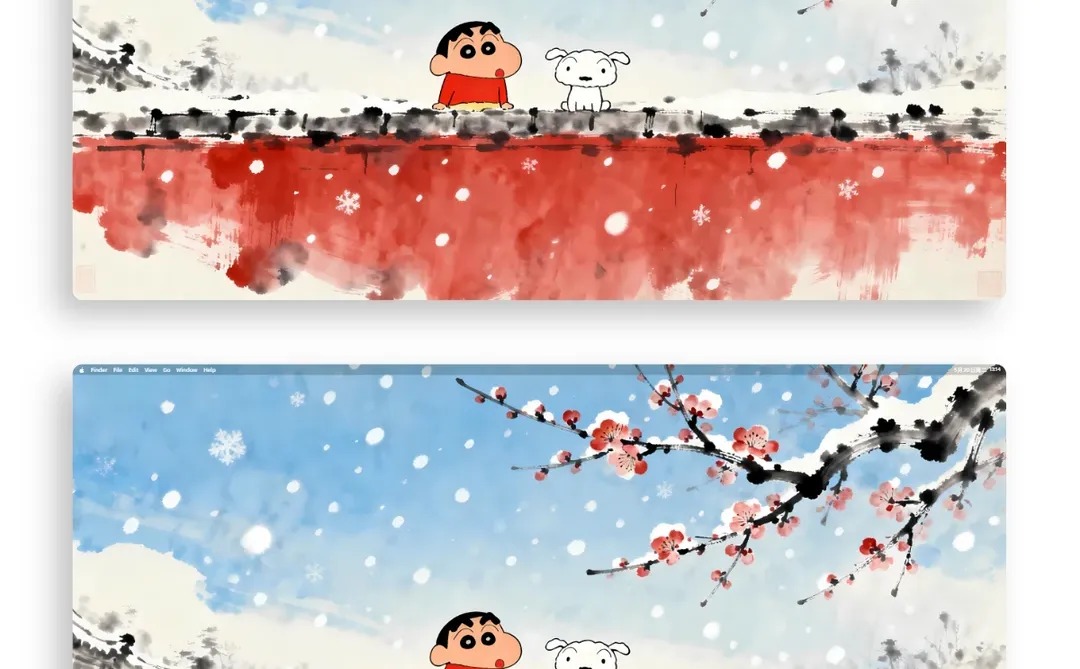 蜡笔小新冬日梅雪时光壁纸☃️