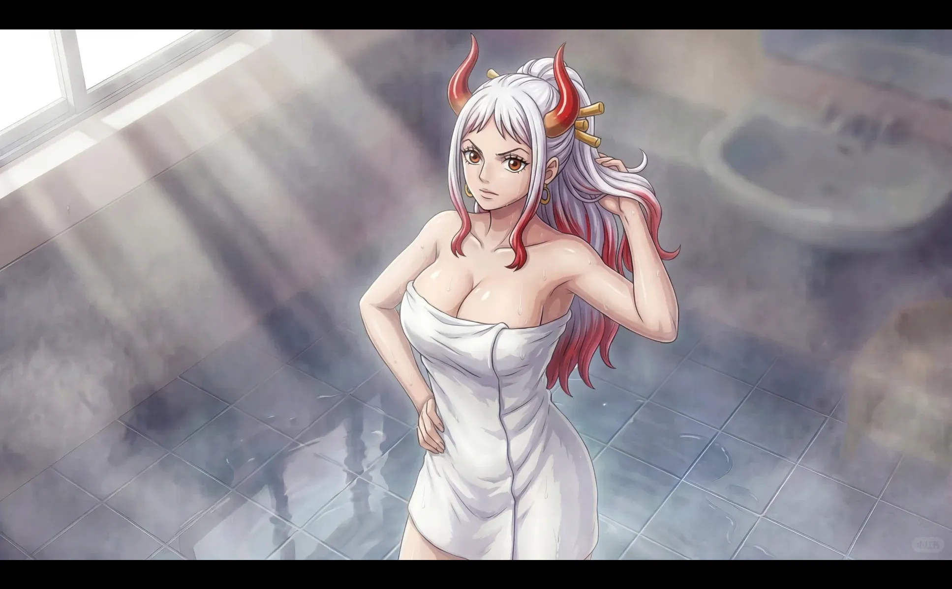 假如海贼王女神借用你家浴室，你会……？