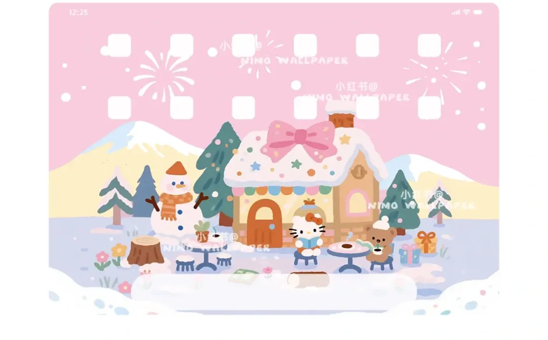 Kitty ☕️冬日甜蜜咖啡屋丨ipad壁纸丨289