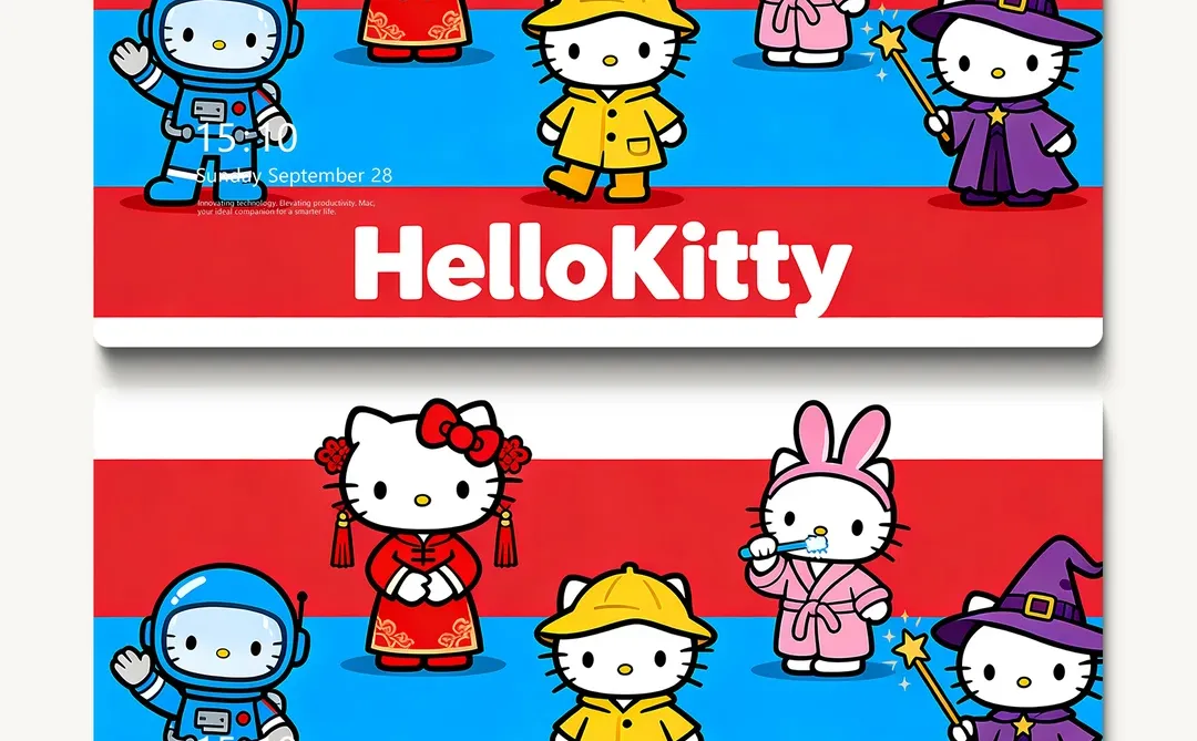 红蓝HelloKitty丨kitty时装秀丨4K原创壁纸