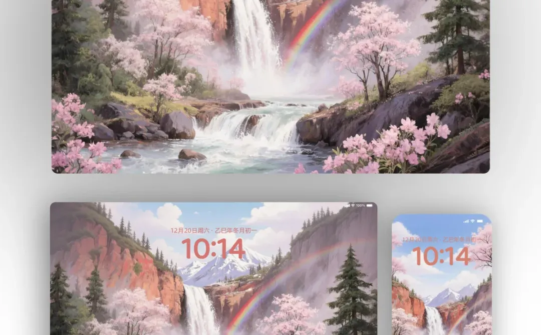 G0062壁纸｜“粉色瀑布”治愈系壁纸，太治愈了