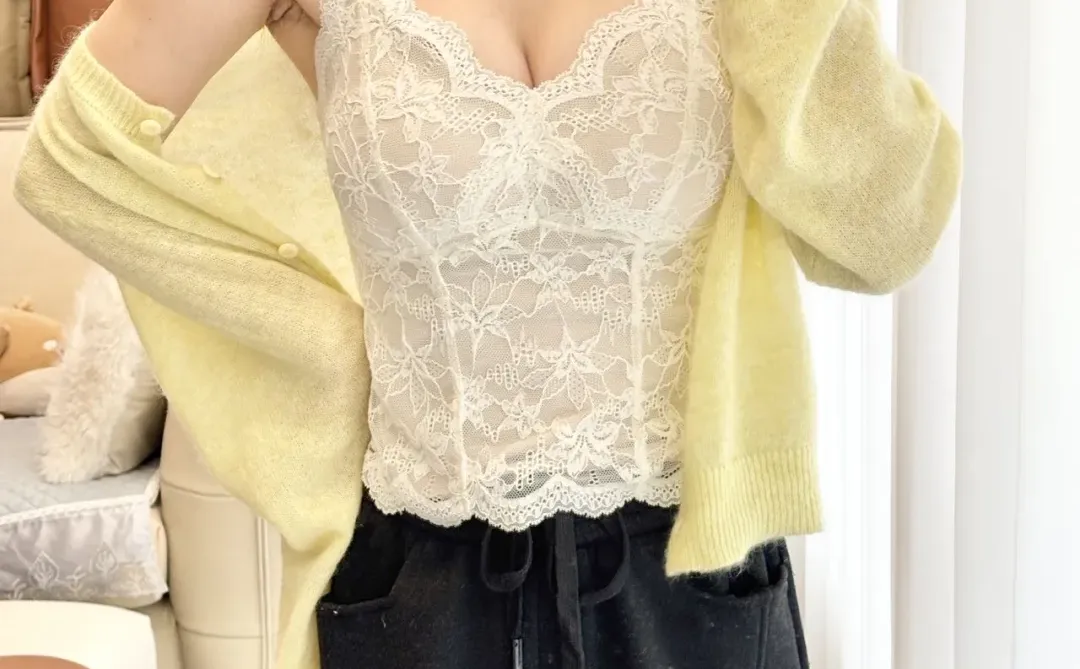蕾丝吊带yyds！自带胸垫懒人福音