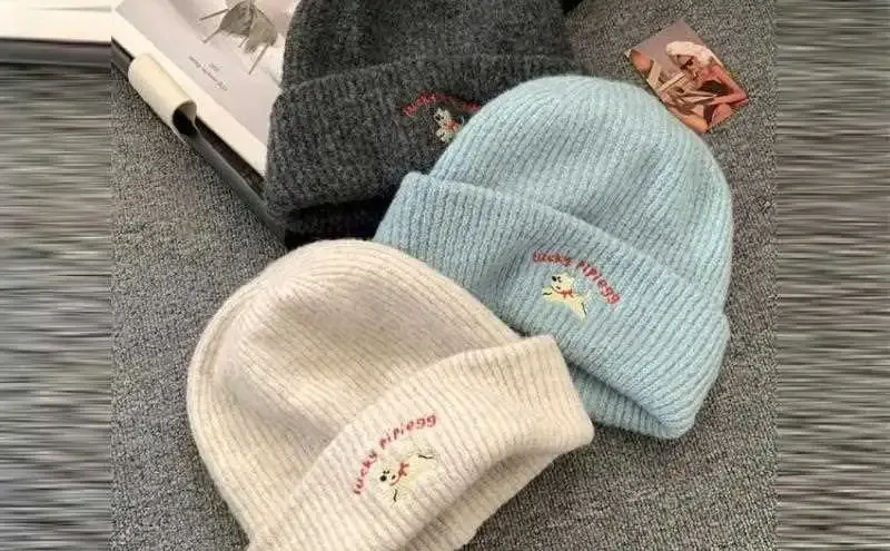 💖韩系可爱小狗针织毛线帽女加厚保暖秋