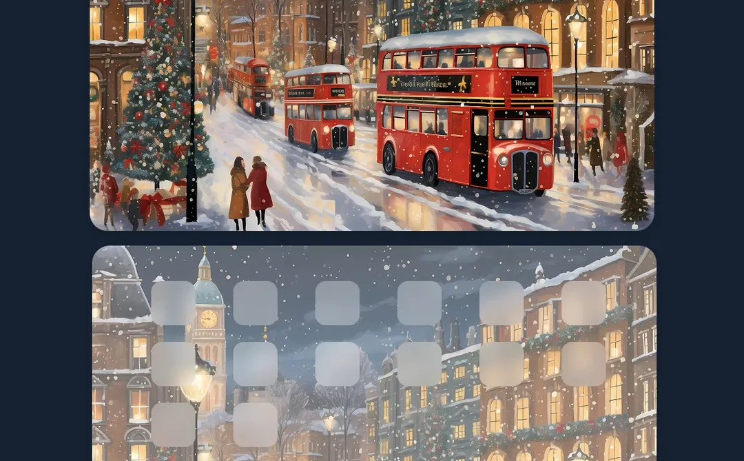 C991 |圣诞氛围感壁纸|红巴士与圣诞颂歌
