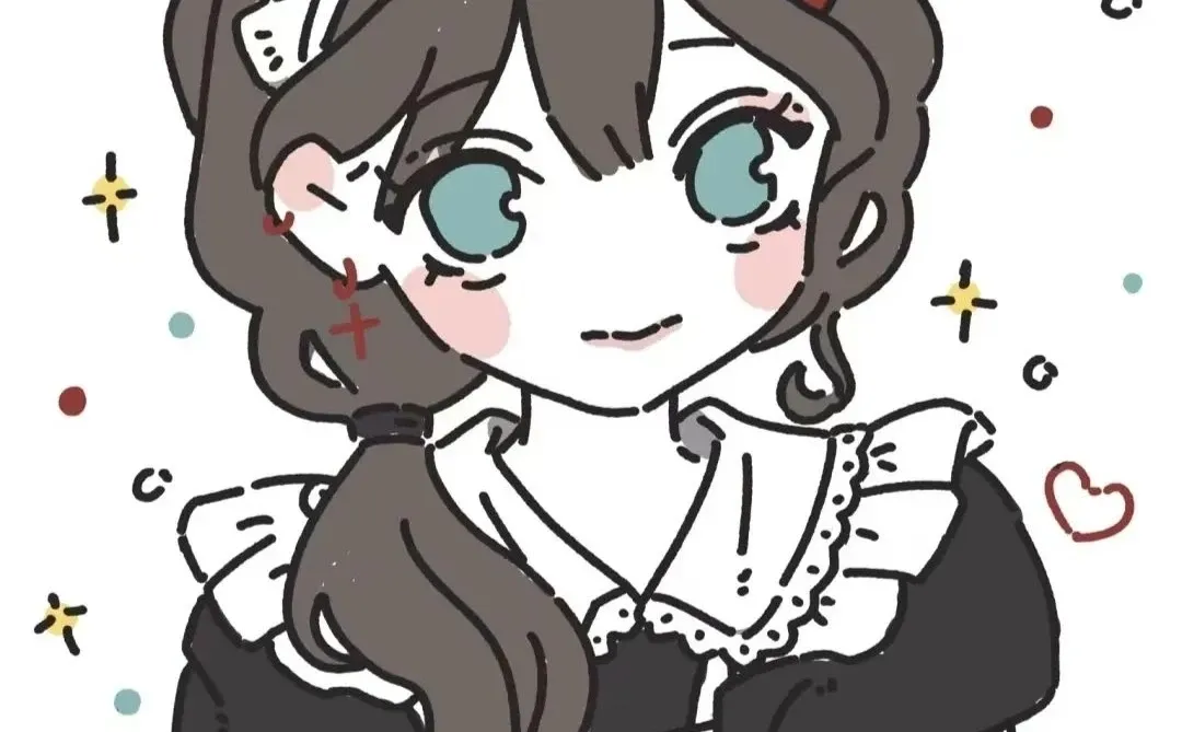 线条女孩手绘头像