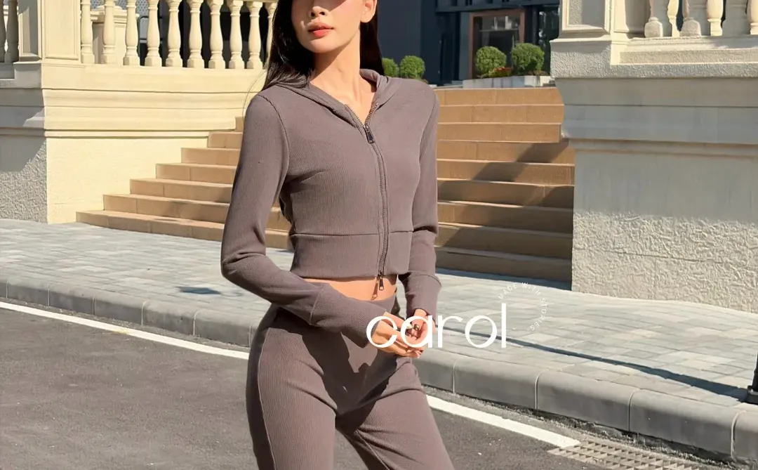 欧美连帽弹力运动套装