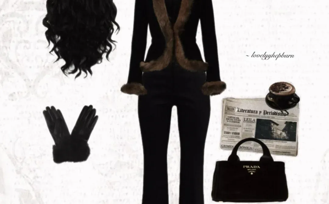 黑棕毛绒秋冬贵气感穿搭｜复古松弛感✨