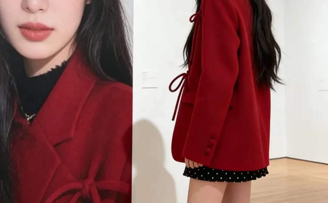 韩女穿搭🫧这身太爱了！红配黑太好看了～