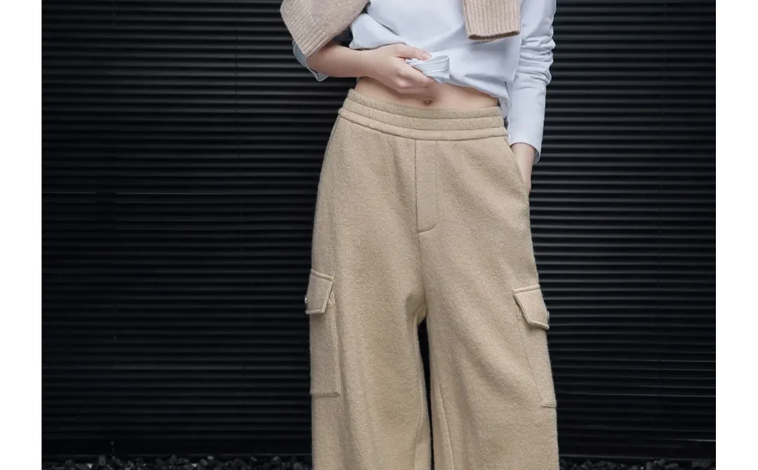 羊毛毛呢阔腿裤女