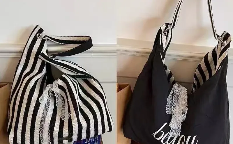 💌红白条纹蕾丝布袋也太戳了！