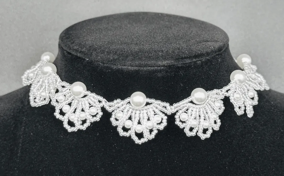 花边蕾丝珍珠项链～