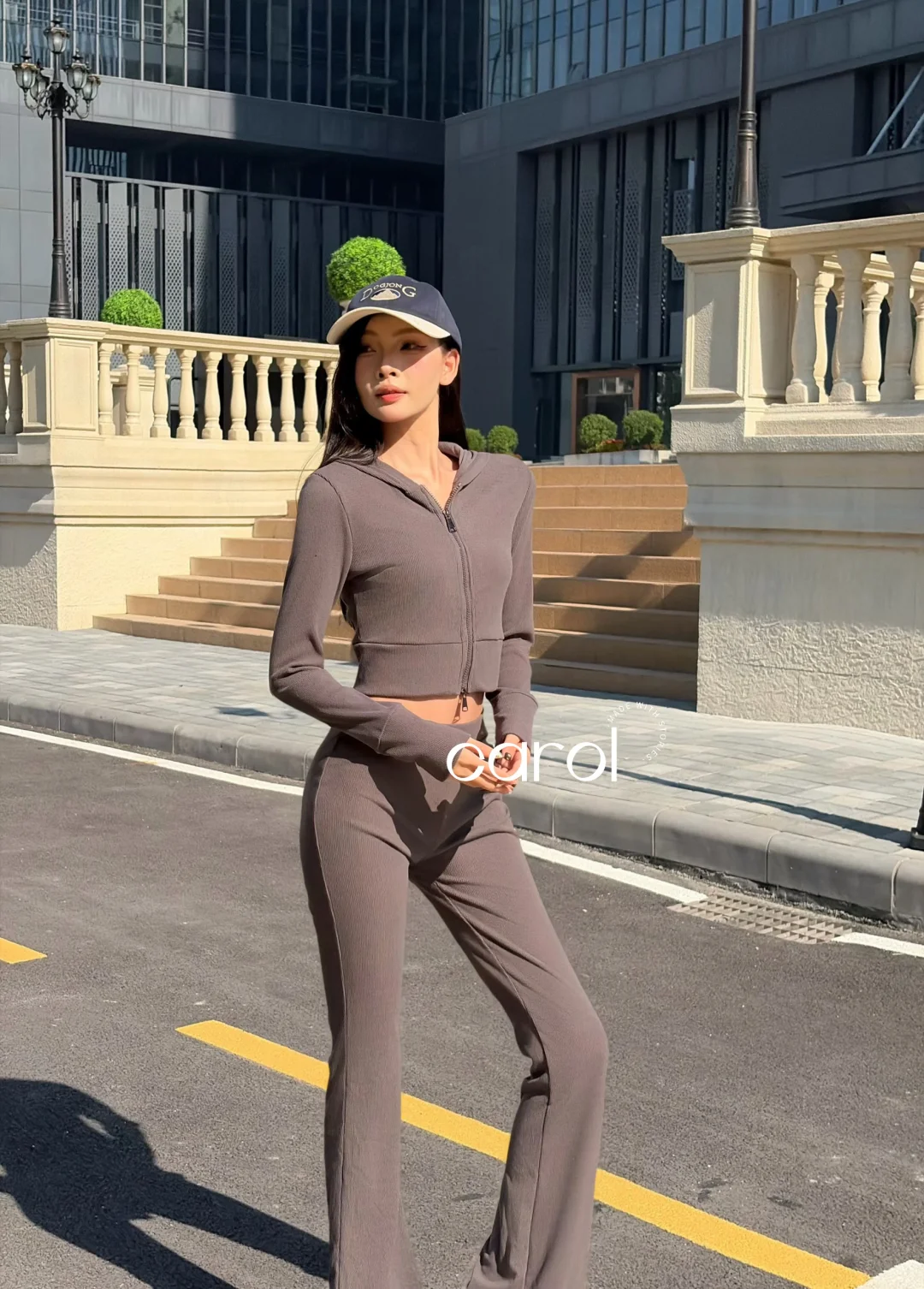 欧美连帽弹力运动套装