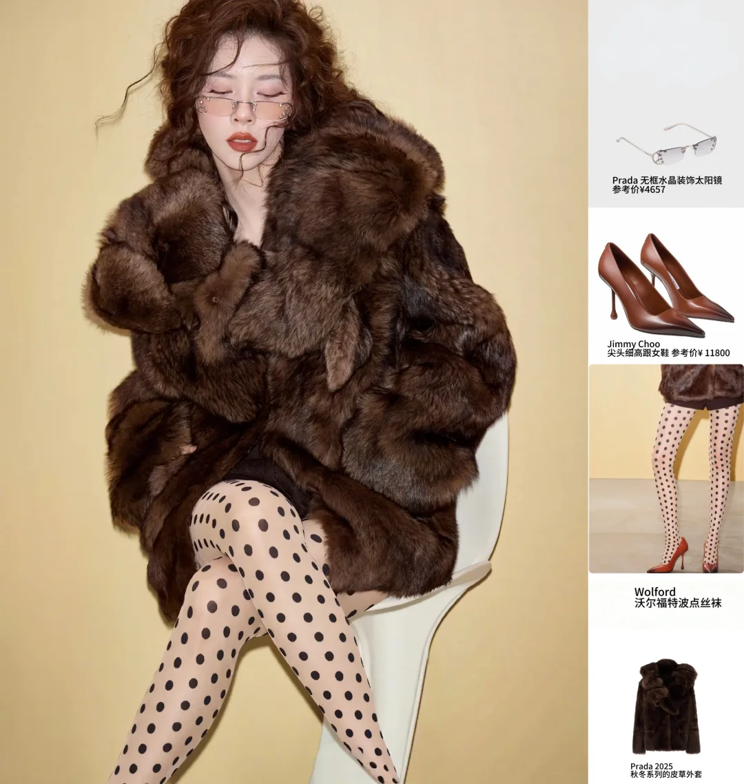 宋妍霏波点丝袜，秋冬高智御姐感被她玩明白