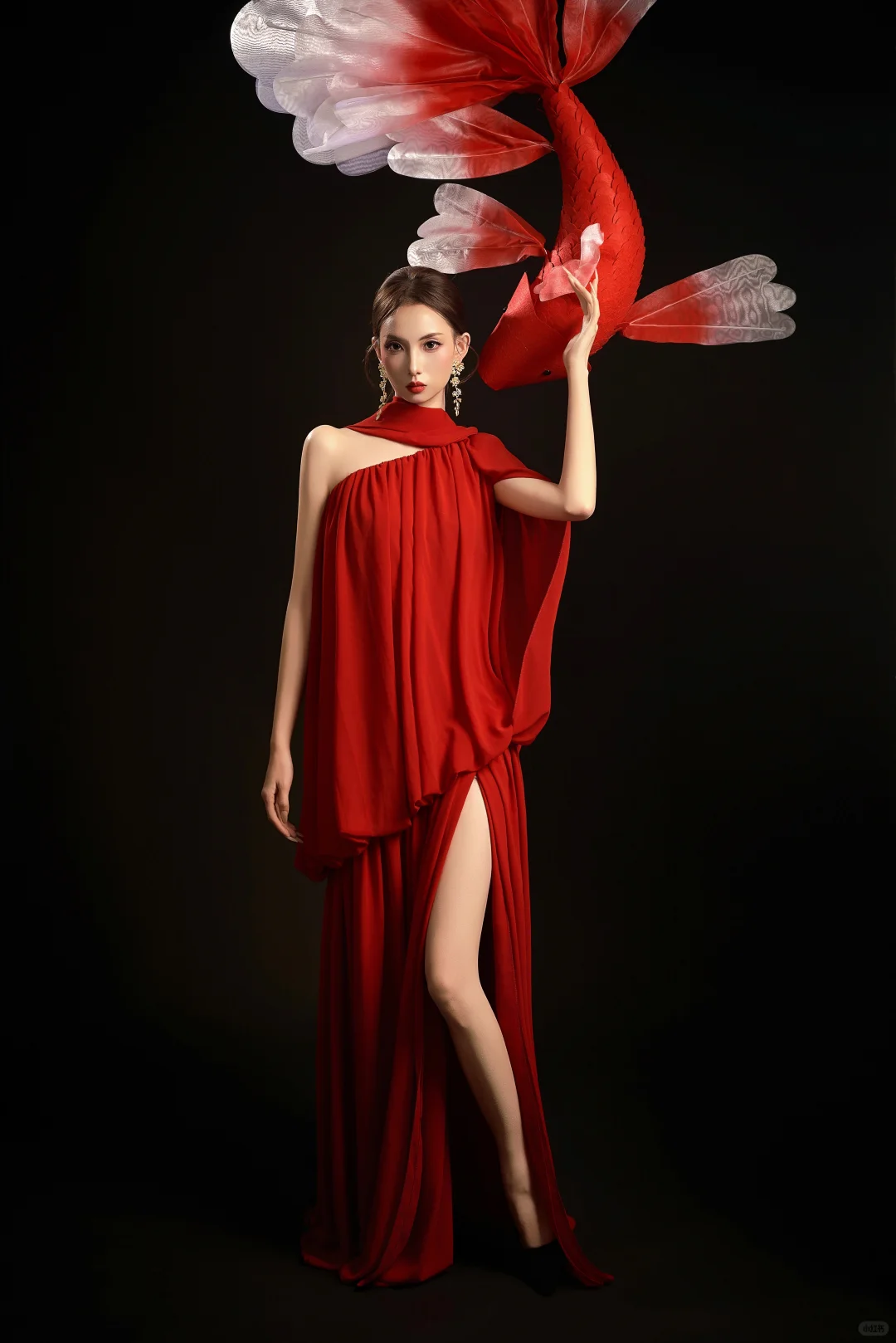 今日妆造｜红裙锦鲤写真