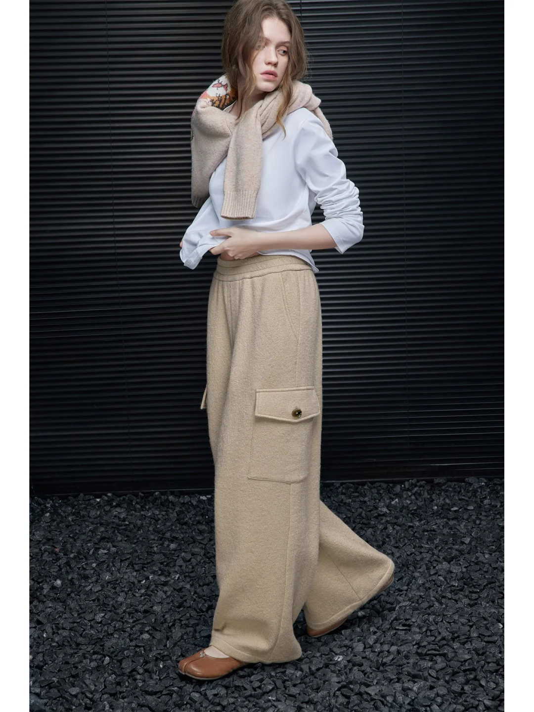 羊毛毛呢阔腿裤女