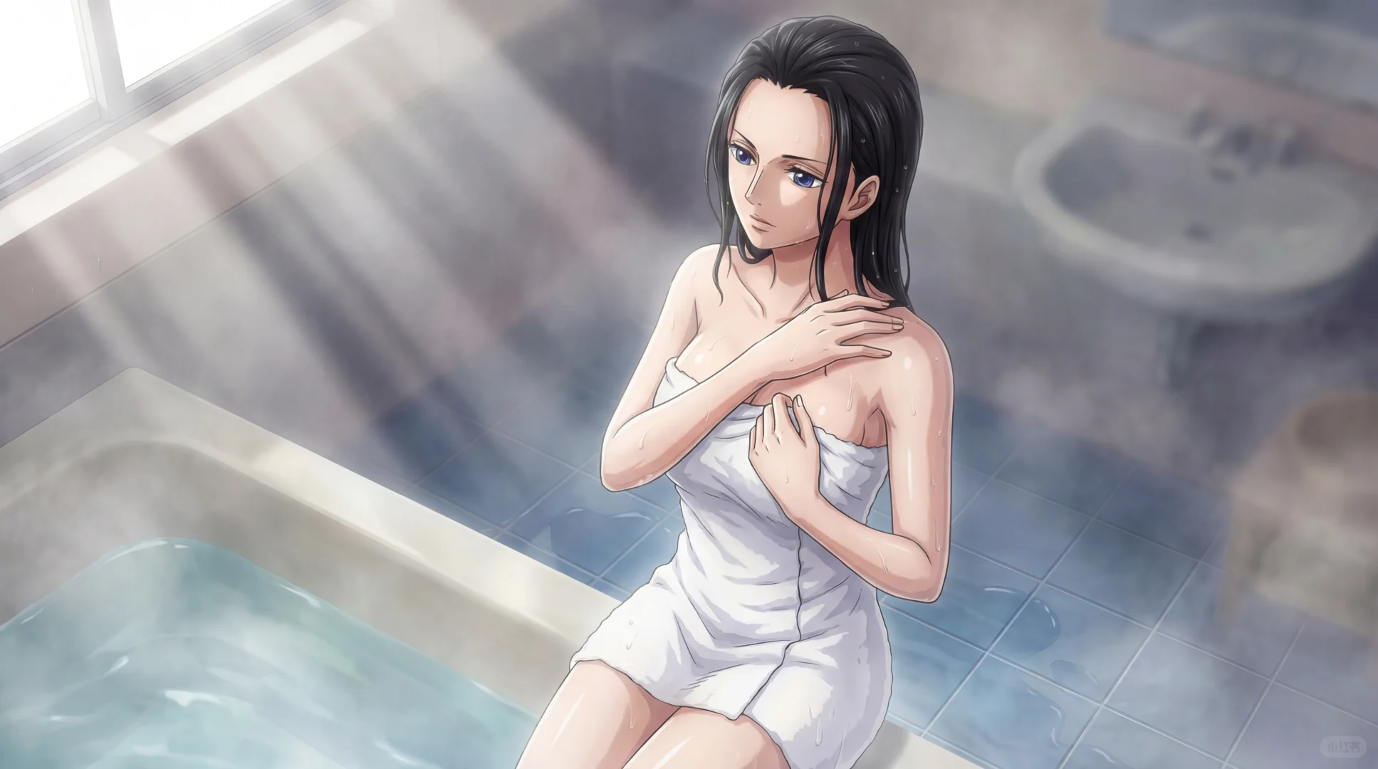 假如海贼王女神借用你家浴室，你会……？