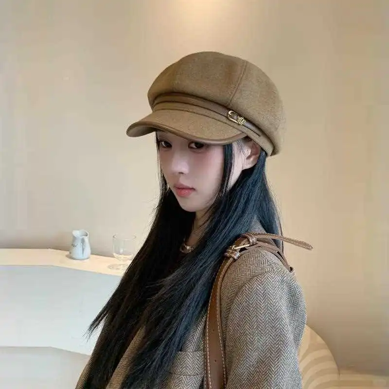 日系复古文艺风黑色鸭舌贝雷帽女休闲百搭