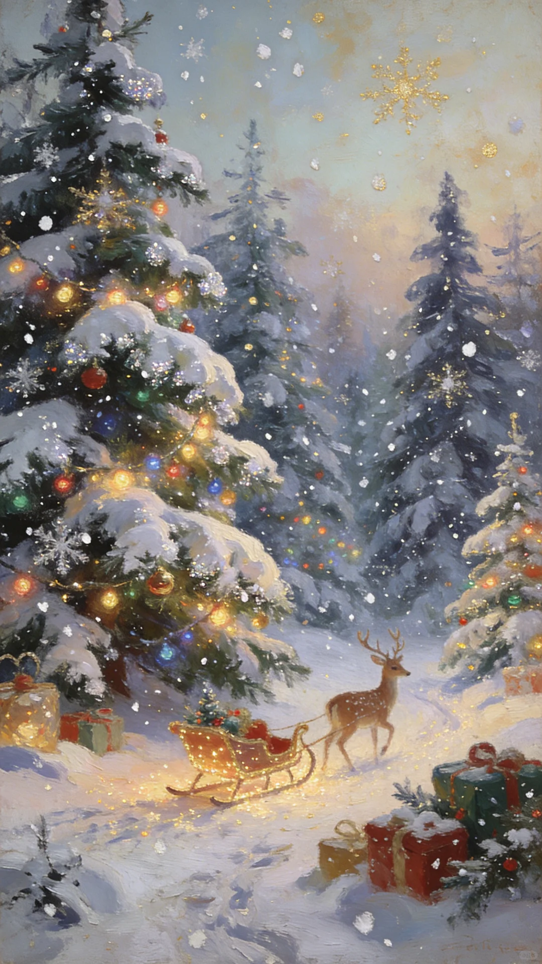 鹿在雪地的童话里✨圣诞壁纸来啦！