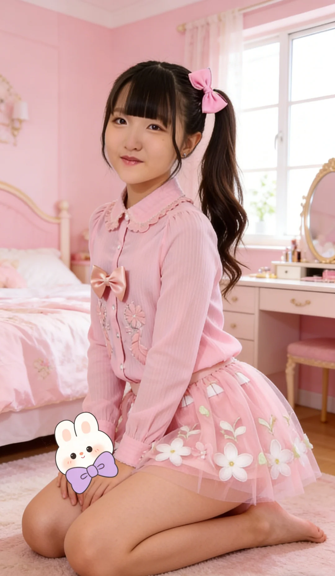 粉色控可爱美少女时装秀 娃娃领花边 粉系裙