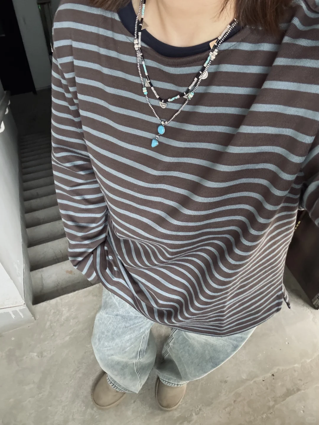 muji 海盐巧克力条纹T出女款了