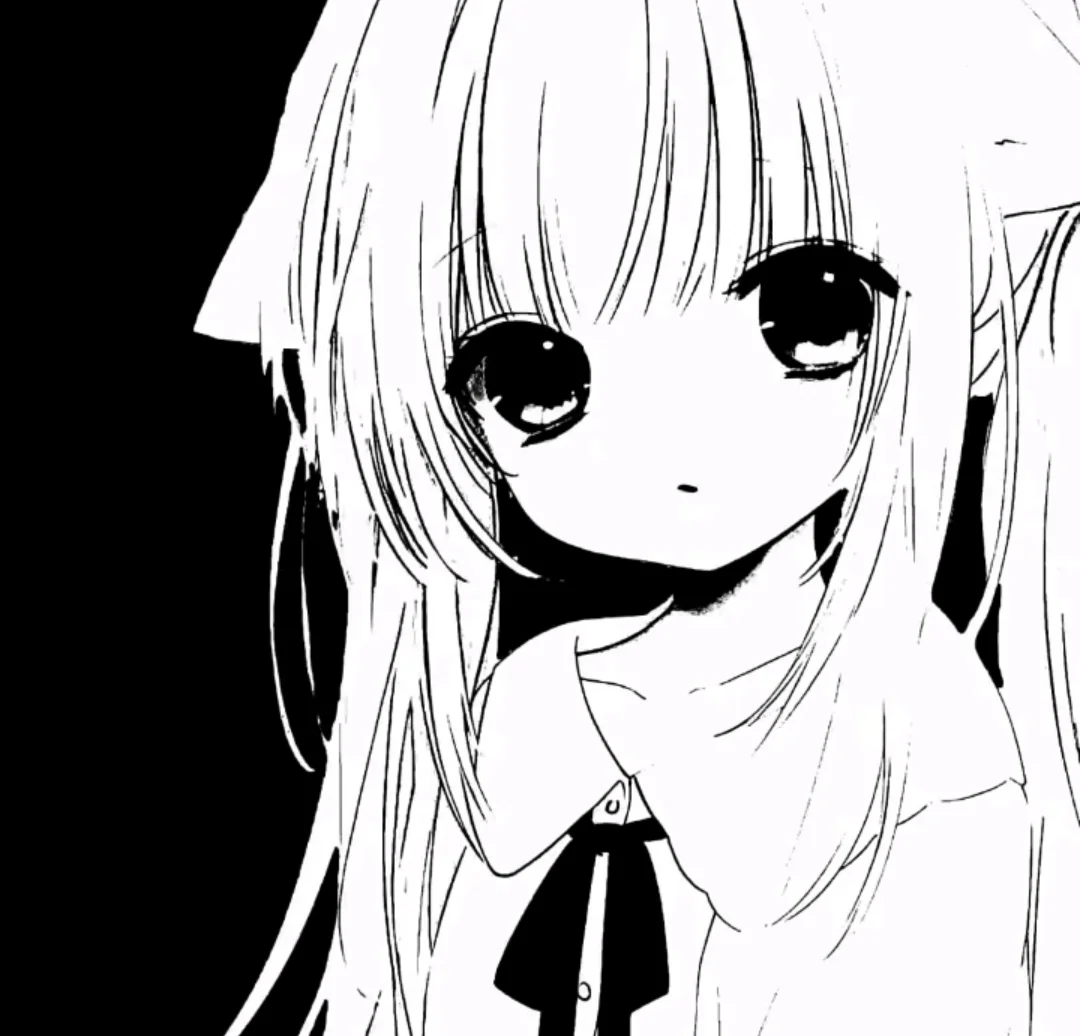 动漫女生黑白线条风头像