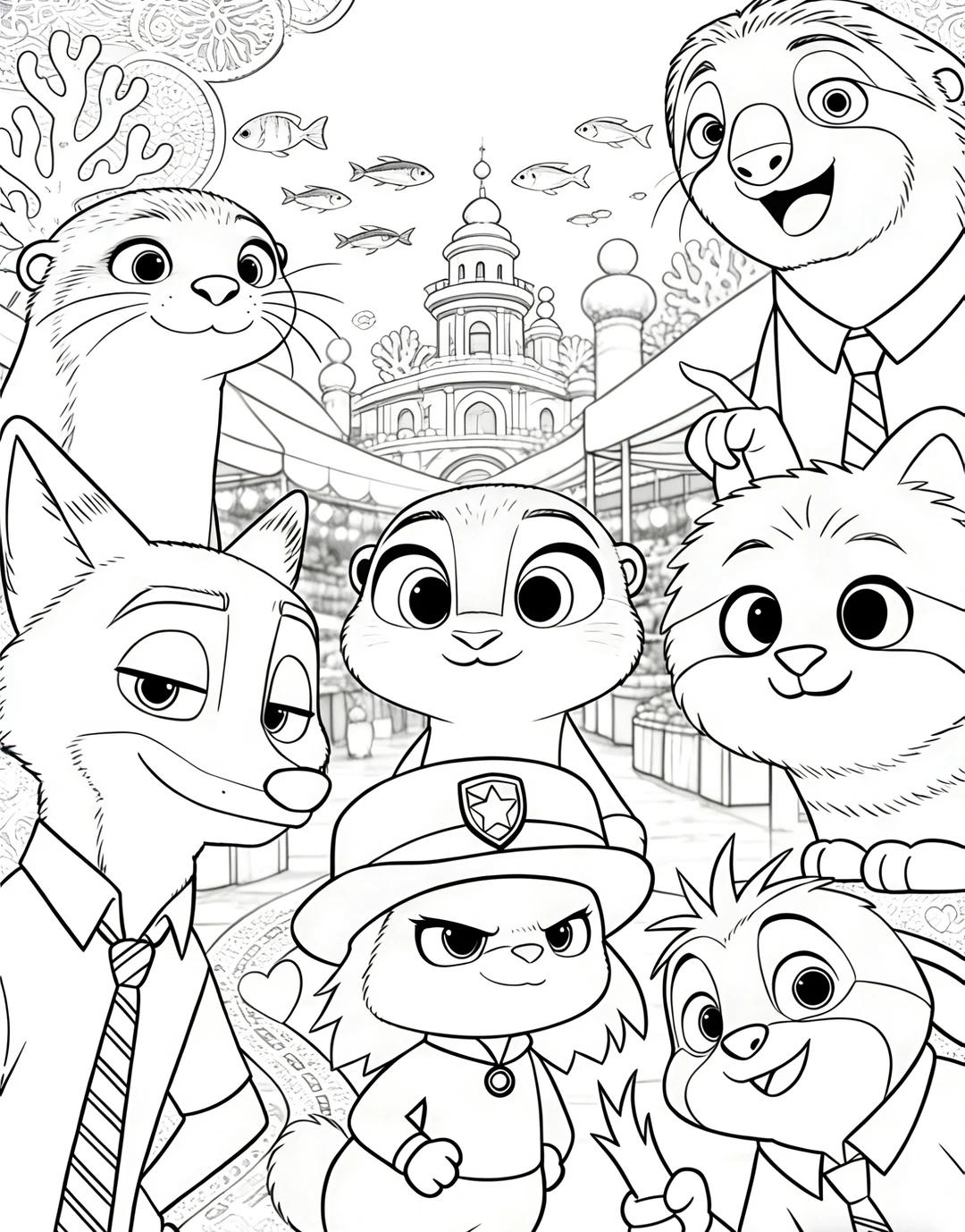 上班摸鱼线条画