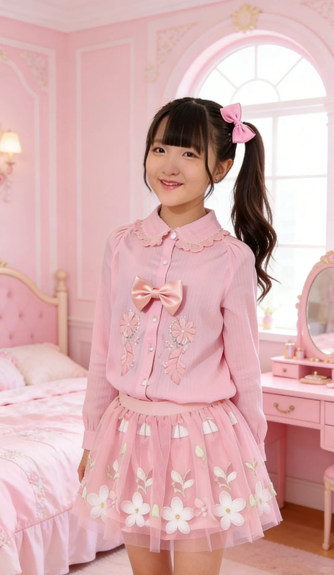 粉色控可爱美少女时装秀 娃娃领花边 粉系裙