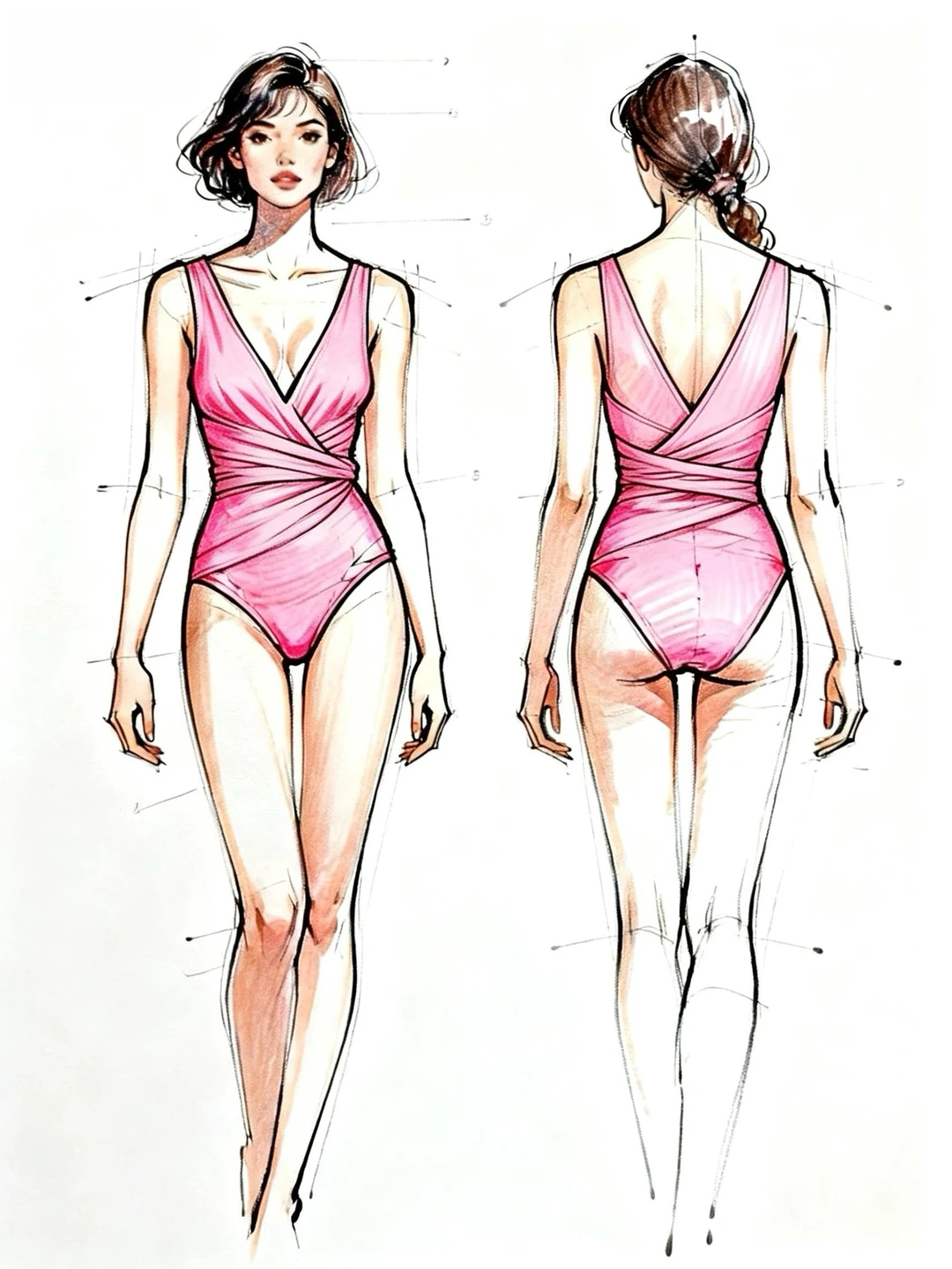 粉雾缠绕｜法式高领露背连体泳装 💕